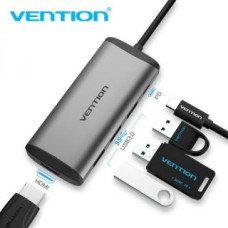 Vention Cita datorprece Vention  Vention docking station 5in1: USB-C to HDMI/USB3.0 x 3/PD converter 0.15m Grey metal type