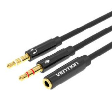 Vention Parveidotājs Vention  Cable Audio 2x 3.5mm Male to 4-Pole Female 3.5mm Vention BBTBY 0.3m Black