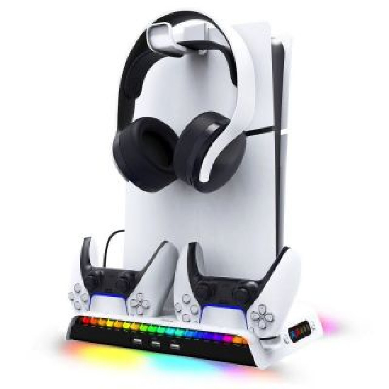 Ilike Cita datorprece iLike  iPega P5S006 Multifunctional Charging RGB Stand with Cooling for PS5 Slim White