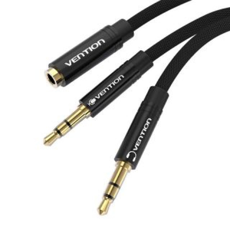 Vention Parveidotājs Vention  Cable Audio 3.5mm female to 2x3.5mm male Vention BBLBF 1m (black)