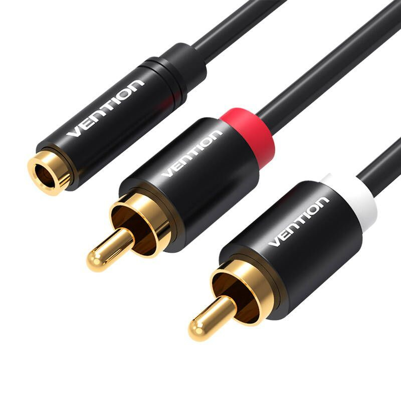 Vention Parveidotājs Vention  Cable Audio 3.5mm Female to 2x RCA Male Vention VAB-R01-B100 1m Black