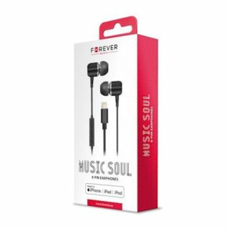 Forever Vadu austiņas Forever  Wired Earphones Music Soul Lightning Stereo Black