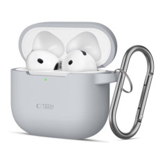 Tech-Protect Maciņš austiņām Tech-Protect Apple AIRPODS 4 CRAYON SILICONE HOOK CASE Grey