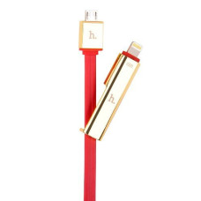 Hoco Kabelis Hoco Universal UPL14 Lipstick series charging cable to in one (apple with micro usb) sarkans