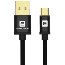 Evelatus Kabelis Evelatus  Data cable Micro USB EDC02 dual side gold plated connectors Black